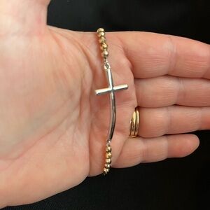 Park Lane Silver and Gold Cross Bracelet